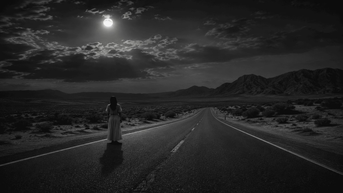 La mujer que aparece en los caminos del desierto y nunca deja que la olviden