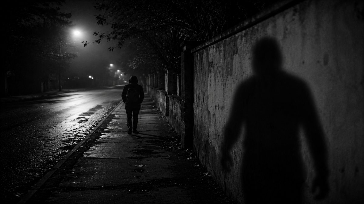 Al caminar solo, los pasos tras de mí susurran secretos escalofriantes